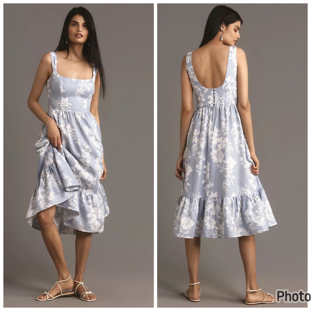 Reformation Blue Floral Midi Dress